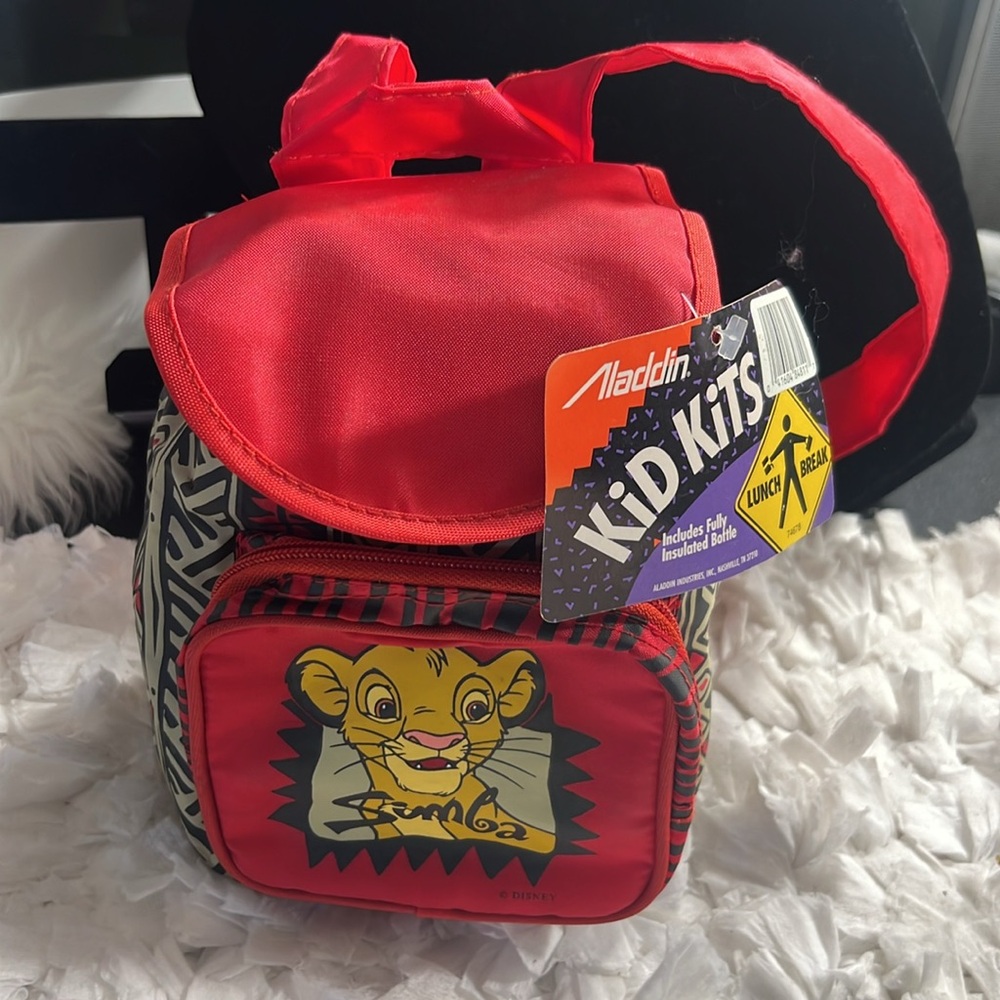 Vintage Disney Lion King Simba Aladdin Kid Kits Insulated Lunch Backpack Bottle